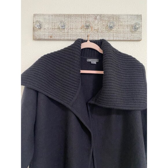 Vince Jacket Womens Small Black Wool Shawl Cardigan Sweater Quiet Luxury Minimal - Picture 5 of 13